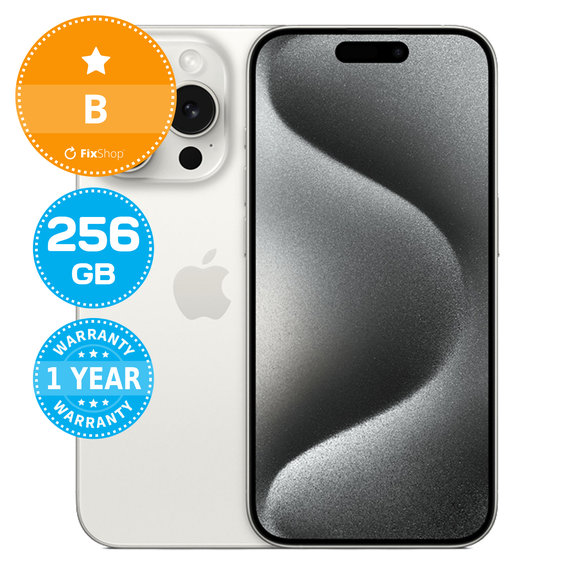 Apple iPhone 15 Pro White Titanium 256GB B Refurbished