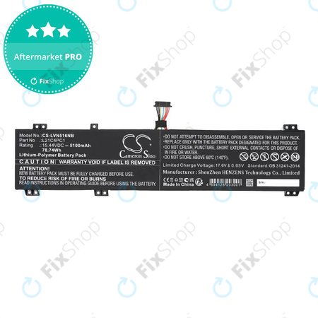Akku batterie für Lenovo Legion 5 15ARH7H, 82RD0002SB, 5100mAh, Li-Pol, 15.44V, L21C4PC1, HQ