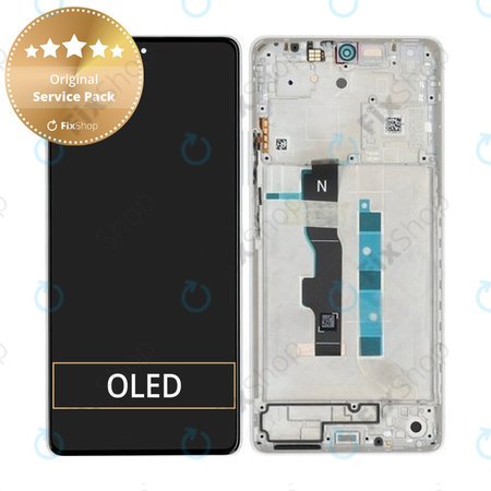 Xiaomi Redmi Note 13 5G 2312DRAABC - LCD Display + Touchscreen Front Glas + Rahmen (Arctic White) - 5600040N1700 Genuine Service Pack