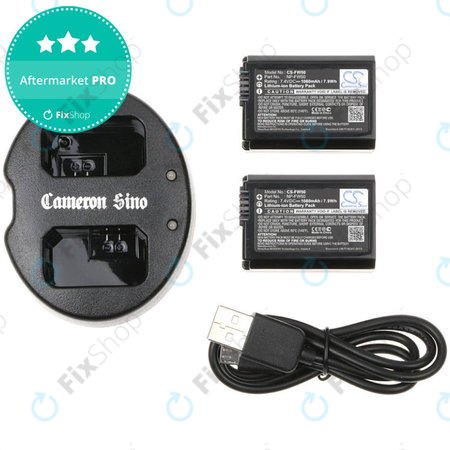 2 Akkus mit Ladegerät fürSony NEX-5, Alpha 7, NEX-7, 1030mAh, Li-Ion, 7.4V, NP-FW50, HQ