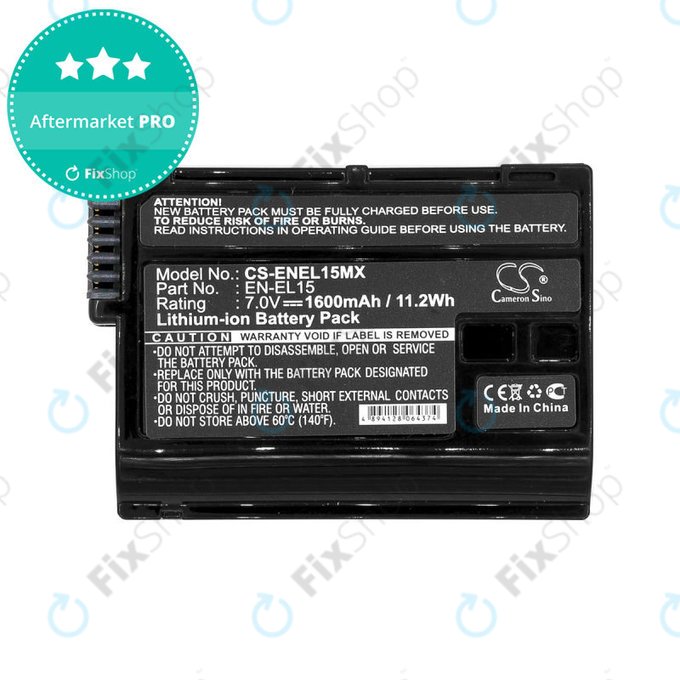 Akku batterie für Nikon Coolpix D7000, 1600mAh, Li-Ion, 7V, EN-EL15, HQ