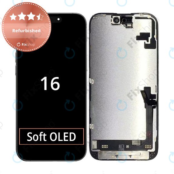Display für iPhone 16, Touchscreen-Glas mit Rahmen, Refurbished