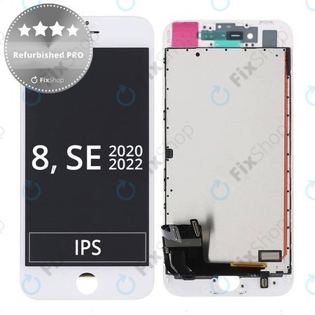 Apple iPhone 8, SE (2020), SE (2022) - LCD Display + Touchscreen Front Glas + Rahmen (White) Refurbished PRO