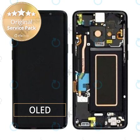 Samsung Galaxy S9 G960F - LCD Display + Touchscreen Front Glas + Rahmen (Midnight Black) - GH97-21696A, GH97-21697A, GH97-21724A Genuine Service Pack