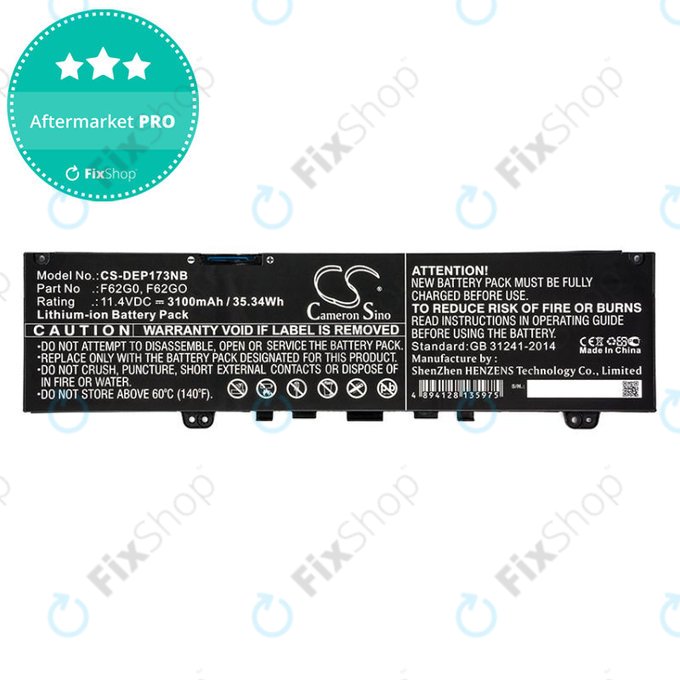 Akku batterie für Dell Inspiron 13, 7373, Vostro 13, 3100mAh, Li-Ion, 11.4V, F62G0, HQ