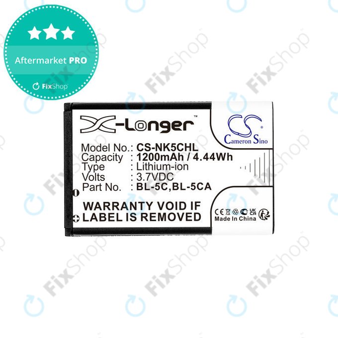 Batterie für Nokia 1208, 1110, 2310, 1200mAh, Li-ion, 3.7V, BL-5C, HQ