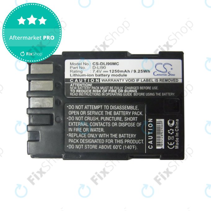 Batterie für Pentax 645d, K-5, 1250mAh, Li-Ion, 7.4V, D-LI90, HQ