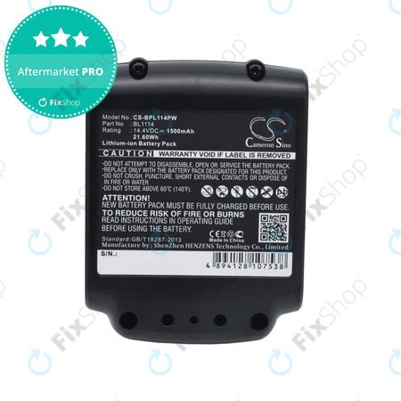 Akku batterie für Black & Decker ASL146BT12A, LBXR16, SSL20SB, 1500mAh, Li-Ion, 14.4V, BL1114, HQ