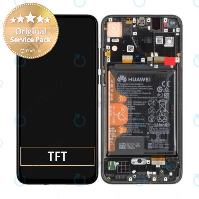 Huawei Honor View 20 - LCD Display + Touchscreen Front Glas + Rahmen + Akku Batterie - 02352JKP Genuine Service Pack (Midnight Black)