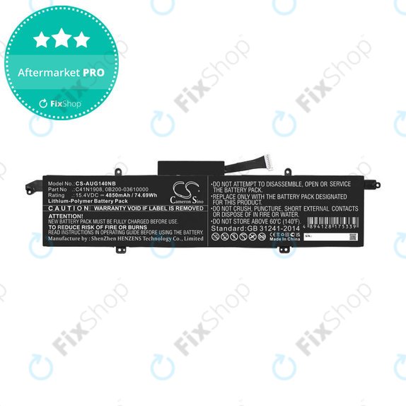 Batterie für Asus ROG Zephyrus G14 Ga401, 4850mAh, Li-Pol, 15.4V, C41N1908, HQ