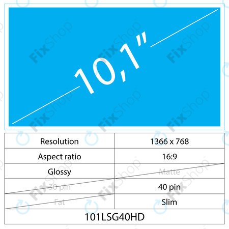 10.1 LCD Slim Glossy 40 pin HD