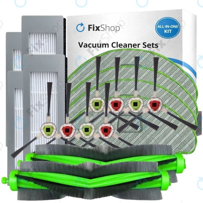 Ersatzteilset für iRobot Roomba Combo 1138, Ecovacs Deebot Ozmo 930 (2x Hauptbürsten, 4x Filter, 4 Paare Seitenbürsten, 4x Wischpads)