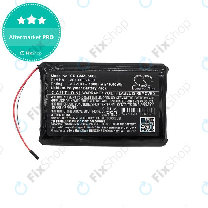 Batterie für Garmin Zumo 340LM, 350LM, 390LM, 1800mAh, Li-Pol, 3.7V, 361-00059-00, HQ