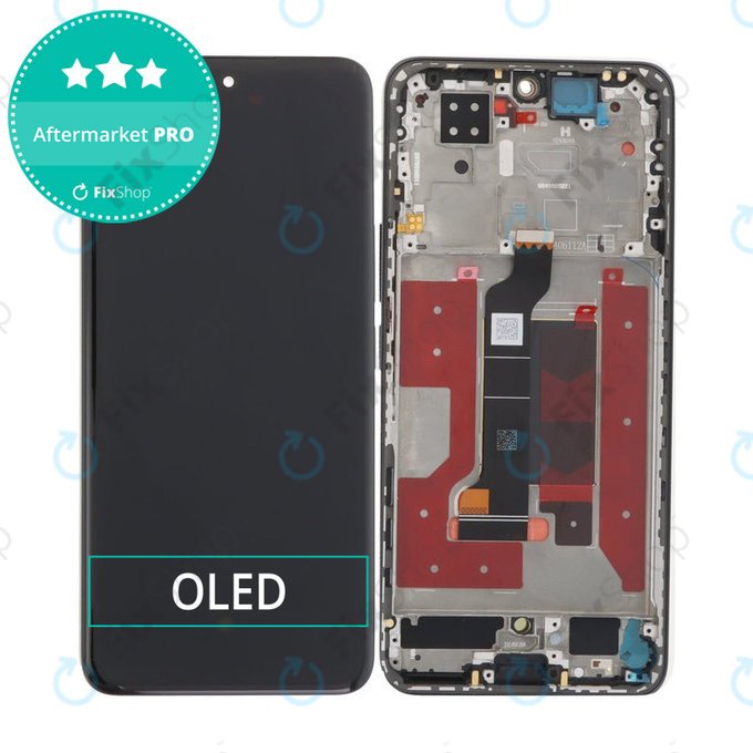 Honor 200 - LCD Display + Touchscreen Front Glas + Rahmen (Black) OLED