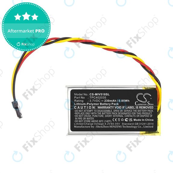 Akku batterie für Mio MiVue 508, 518, 528, 538, 608, 618, 792, 230mAh, Li-Pol, 3.7V, TPC402035, HQ