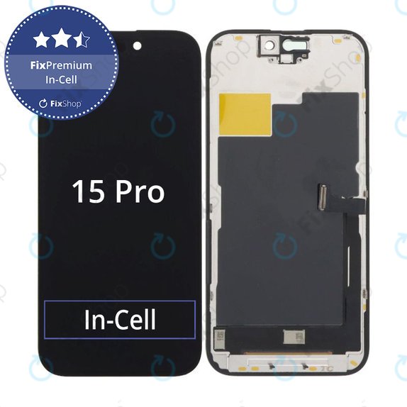 Display In-Cell FHD für iPhone 15 Pro, Touchscreen-Glas mit Rahmen, FixPremium