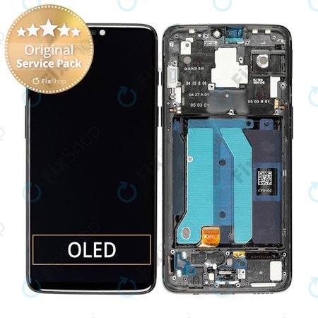 OnePlus 6 - LCD Display + Touchscreen Front Glas + Rahmen (Mirror Black) - 2011100029 Genuine Service Pack