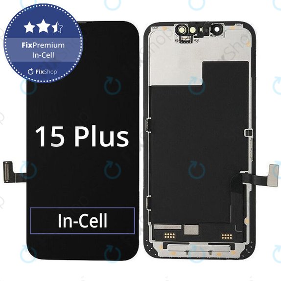 Display In-Cell FHD für iPhone 15 Plus, Touchscreen-Glas mit Rahmen, FixPremium