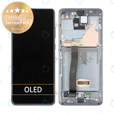 Samsung Galaxy S20 Ultra G988F - LCD Display + Touchscreen Front Glas + Rahmen + Frontkamera (Cosmic Gray) - GH82-22271B, GH82-22327B Genuine Service Pack