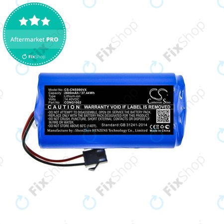 Cecotec Conga 900, 1000, 2000, 5000-series, Excellence 990, Mamibot ExVac 600, 800-series, Neatsvor X500 - Akku Batterie CONG1002 Li-Ion 14.4V 2600mAh HQ