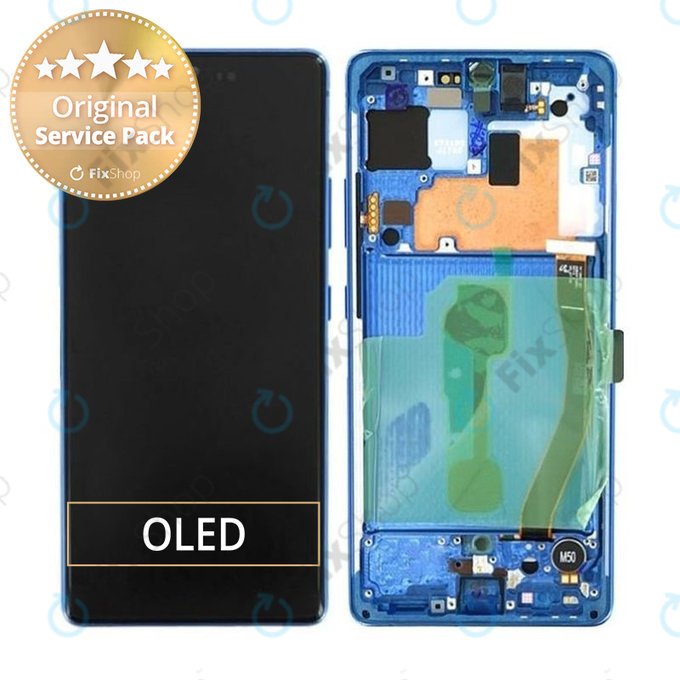 Samsung Galaxy S10 Lite G770F - LCD Display + Touchscreen Front Glas + Rahmen (Prism Blue) - GH82-21672C, GH82-22044C, GH82-22045C, GH82-21992C, GH82-22045C Genuine Service Pack