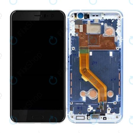 HTC U11 - LCD Display + Touchscreen front Glas + Rahmen (Silber) - 80H02105-07