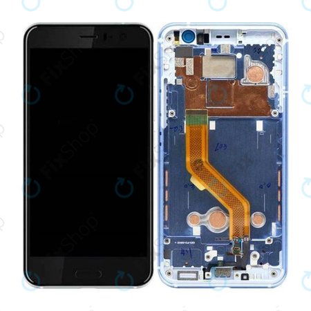 HTC U11 - LCD Display + Touchscreen front Glas + Rahmen (Silber) - 80H02105-07