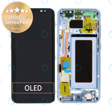 Samsung Galaxy S8 G950F - LCD Display + Touchscreen Front Glas + Rahmen (Koralle Blue) - GH97-20457D, GH97-20473D, GH97-20458D, GH97-20629D Genuine Service Pack