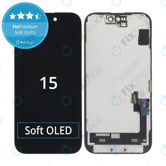 Display Soft OLED für iPhone 15, Touchscreen-Glas mit Rahmen, DIAGNOSTIC