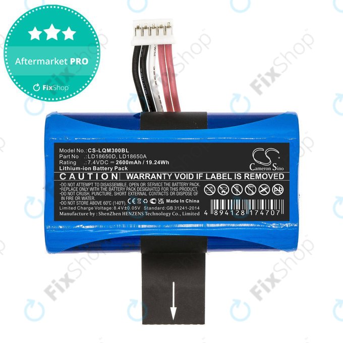 Batterie für Ingenico Apos A8, 2600mAh, Li-Ion, 7.4V, LD18650D, HQ