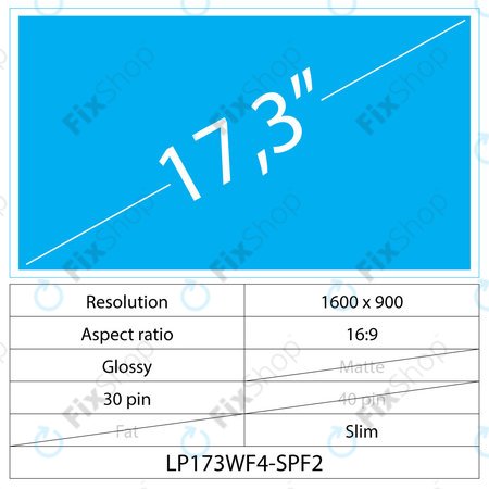 17.3 LCD Slim Glossy 30 pin HD+