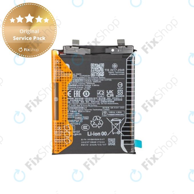 Akku für Xiaomi 13T Pro, 5000mAh, BM5S, 1330103000035B, Genuine Service Pack
