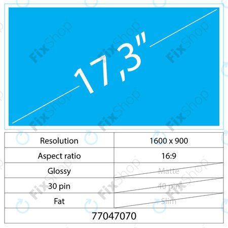 17.3 LCD Fat Glossy 30 pin HD+