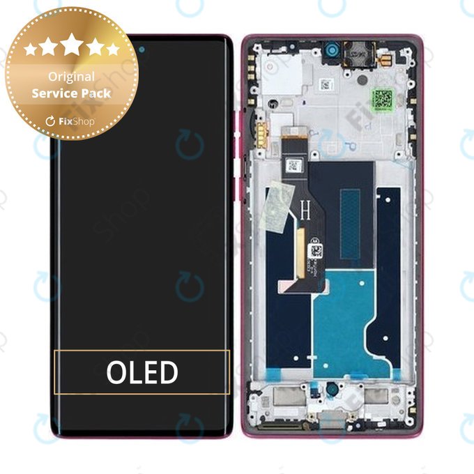 Motorola Edge 50 Fusion - LCD Display + Touchscreen Front Glas + Rahmen (Hot Pink) - 5D68C24345 Genuine Service Pack