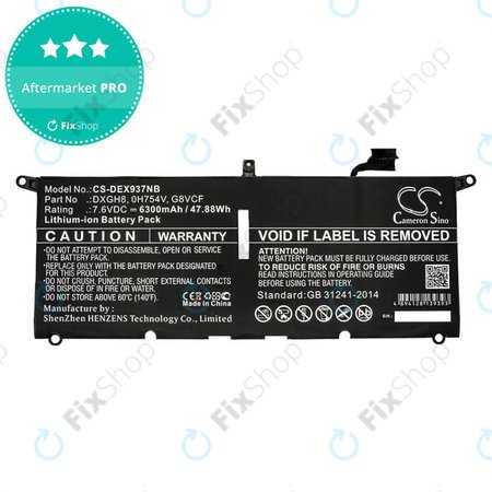 Akku batterie für Dell XPS 13 9370, 6300mAh, Li-Ion, 7.6V, DXGH8, HQ