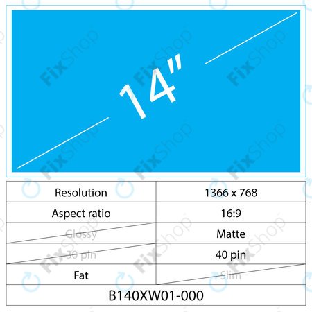 14 LCD Fat Matte LED 40 pin (linker Anschluss)