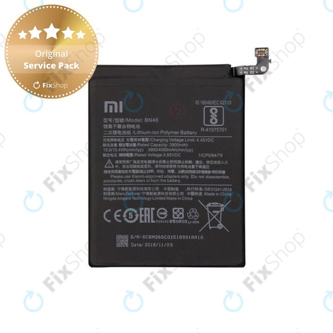 Xiaomi Redmi Note 8T, Redmi Note 6 Pro, Redmi 7, Redmi 8A - Akku Batterie BN46 4000mAh - 46BN46A090H8 Genuine Service Pack