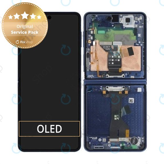 Samsung Galaxy Z Flip 7 F766B - LCD Display + Touchscreen Front Glas + Rahmen (Blue Shadow) - GH82-37581A Genuine Service Pack