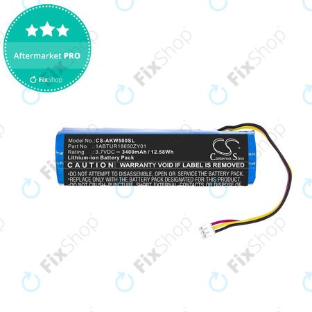 Batterie für Akai 5000 Solo, Ewi 5000, 3400mAh, Li-Ion, 3.7V, 1ABTUR18650ZY01, HQ