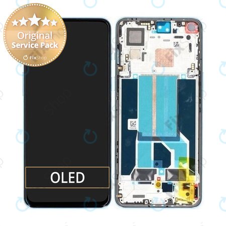 OnePlus Nord 2 5G - LCD Display + Touchscreen Front Glas + Rahmen (Blue Haze) - 2011100359 Genuine Service Pack