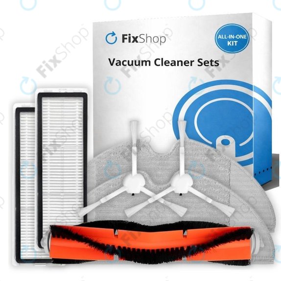 Ersatzteilset für Xiaomi Mi Robot Vacuum Mop (Mijia 1C), 2 (Mijia 2C) 2 Pro+ (Mijia 1T) (1x Hauptbürste, 2x Filter, 2x Seitenbürste, 2x Wischtuch)