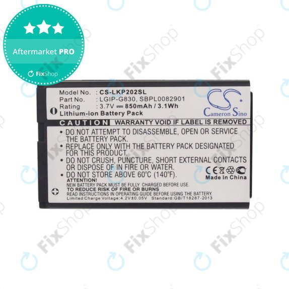 Batterie für LG KG120, 850mAh, Li-Ion, 3.7V, LGIP-G830, HQ