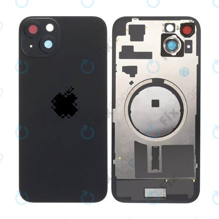 Apple iPhone 15 Plus - Rückgehäuseglas + Kameraglas + Metallplatte + Magsafe-Magnet (Black)