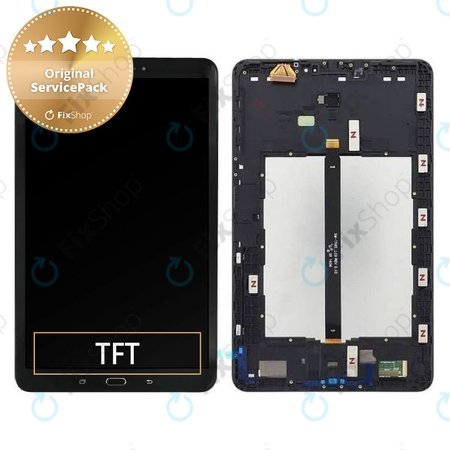 Samsung Galaxy Tab A 10.1 LTE (2016) T585, T580 - LCD Display + Touchscreen Front Glas + Rahmen (Black) - GH97-19022A, GH97-19203A Genuine Service Pack