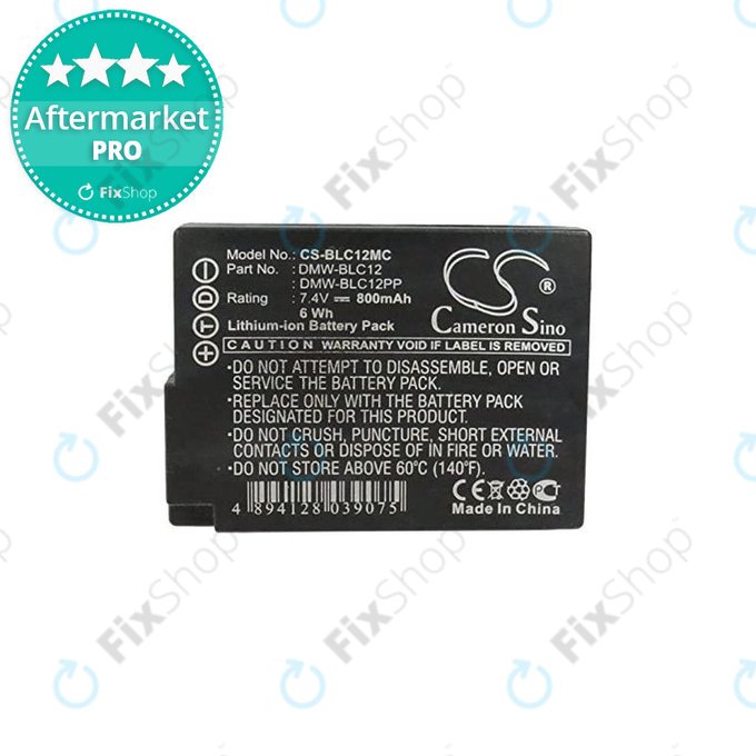 Panasonic Lumix DMC-FZ200, FZ1000, FZ2000, G5, G6, G7, G81, GH2, GX8 - Akku Batterie DMW-BLC12 Li-Ion 800mAh HQ