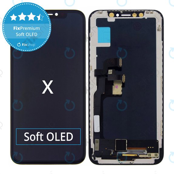 Display Soft OLED für iPhone X, Touchscreen-Glas mit Rahmen, FixPremium