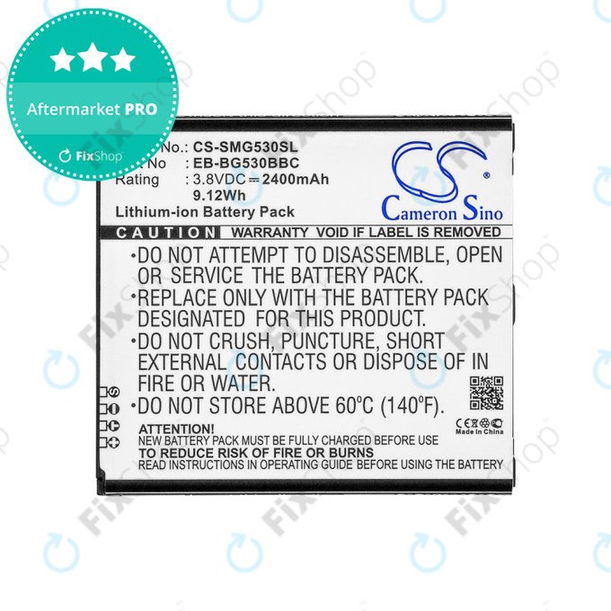 Batterie für Samsung Galaxy J3, 2400mAh, Li-Ion, 3.8V, EB-BG530BBC, HQ