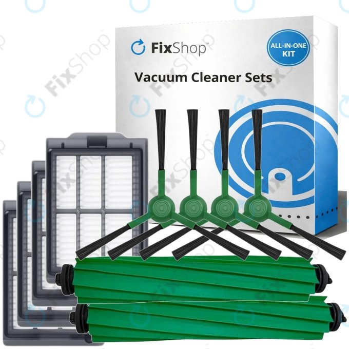 Ersatzteilset für iRobot Roomba Plus 405 Combo, 505 Combo (2x Hauptbürste, 4x Filter, 4x Seitenbürste)