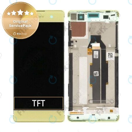 Sony Xperia XA F3111 - LCD Display + Touchscreen Front Glas + Rahmen (Lime Gold) - 78PA3100020, 78PA3100070 Genuine Service Pack