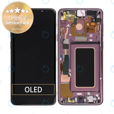 Samsung Galaxy S9 Plus G965F, G965FD - LCD Display + Touchscreen Front Glas + Rahmen (Lilac Purple) - GH97-21691B, GH97-21722B, GH97-21692B Genuine Service Pack